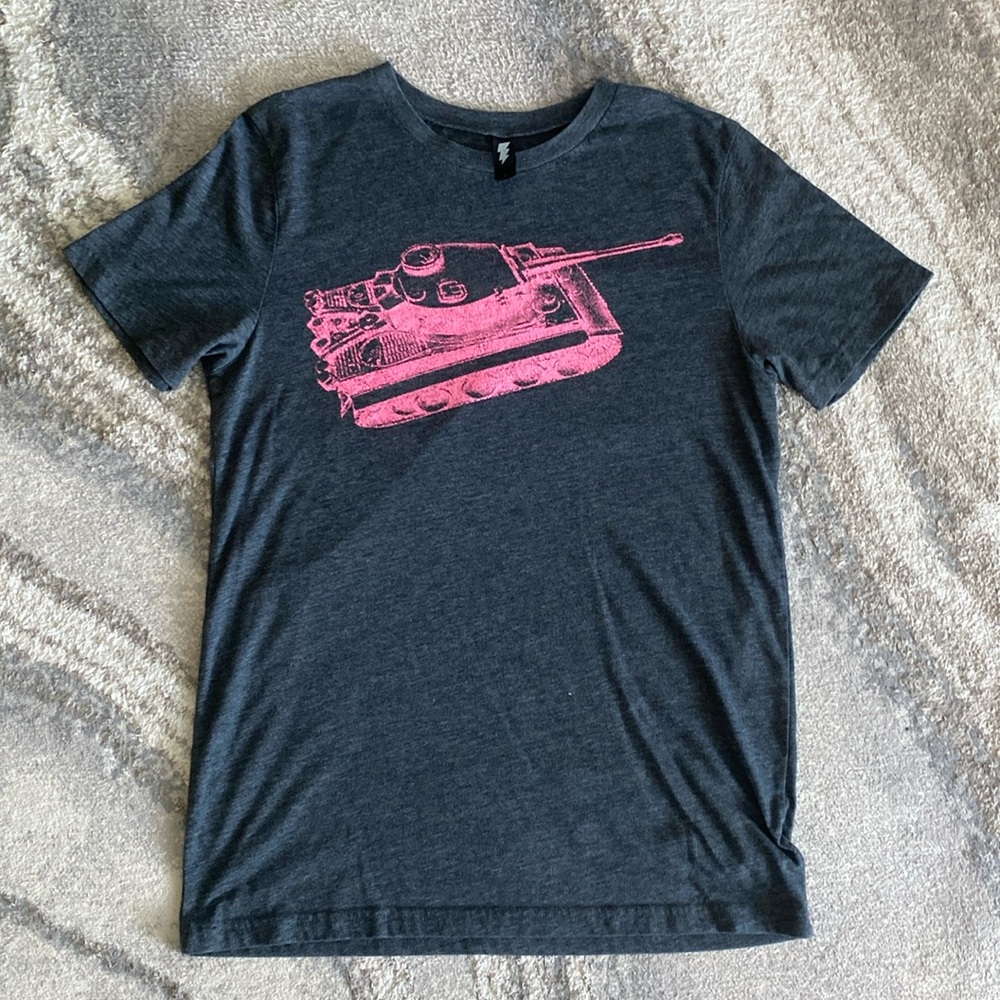 Men’s Grey Pink Tank T-Shirt, Large